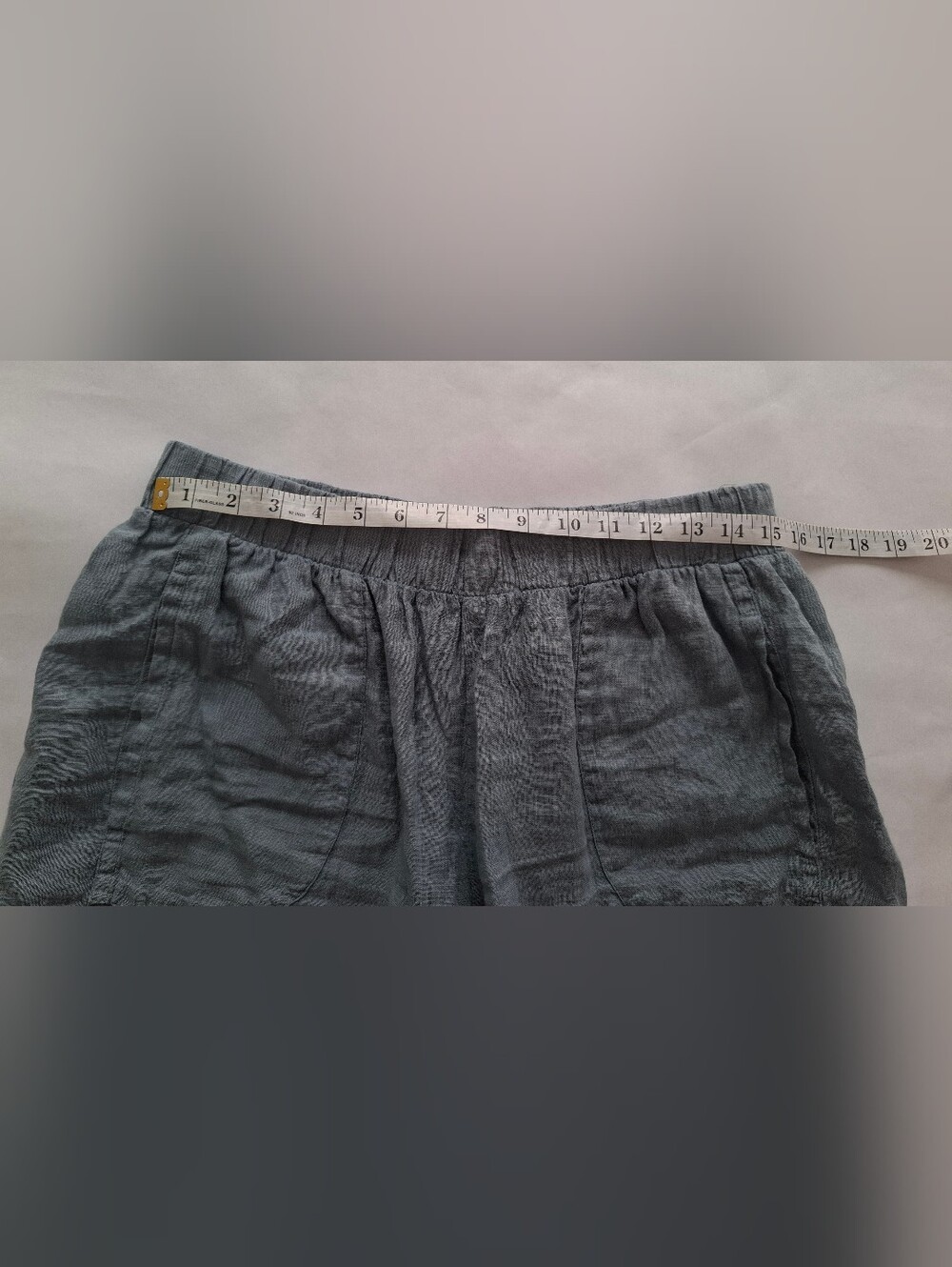 Flax Soft Blue Linen Elastic-Waist Bermuda Shorts SZ M - Picture 6 of 9